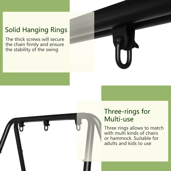 133*137*180cm Wrought Iron Four-Legged Standing 200kg Three Rings Hanging Chair Frame Black view 5