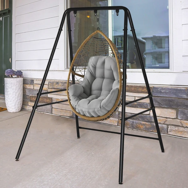 133*137*180cm Wrought Iron Four-Legged Standing 200kg Three Rings Hanging Chair Frame Black view 6