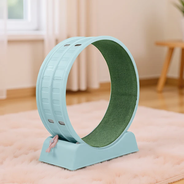 80*34*86CM Light blue PP track connector assembly, circular design with green carpet + 1 cat teaser stick, 15kg cat treadmill view 3