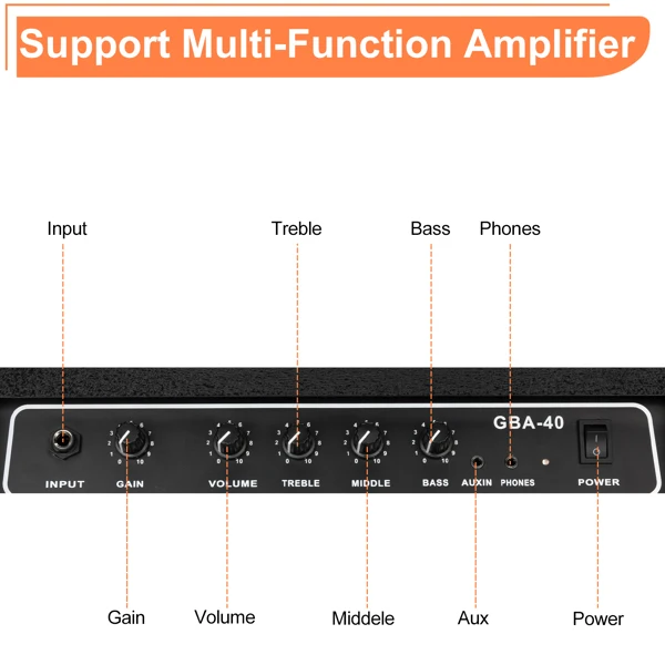 [Do Not Sell on Amazon] 40W GBA-40 Electric Bass Amplifier Black view 4