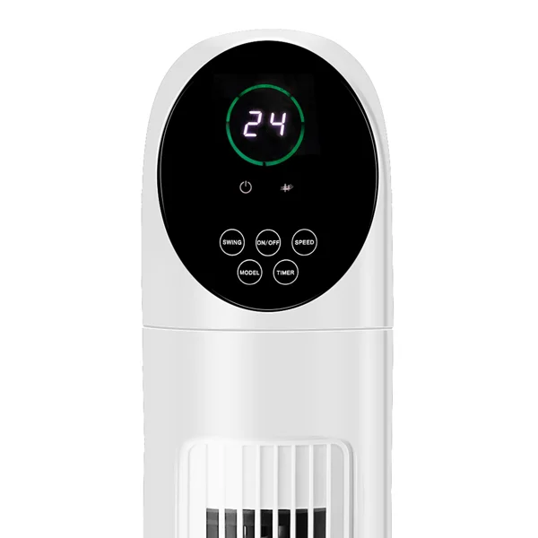 US Standard TF-36BR Tower Fan, 110V 50W, 34 Inch, No Water Tank, Remote Control & Digital Display, Plastic Material, Black & White, Concave Arc Head, 9-Hour Timer, Indoor Use view 4