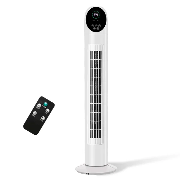 US Standard TF-36BR Tower Fan, 110V 50W, 34 Inch, No Water Tank, Remote Control & Digital Display, Plastic Material, Black & White, Concave Arc Head, 9-Hour Timer, Indoor Use view 6