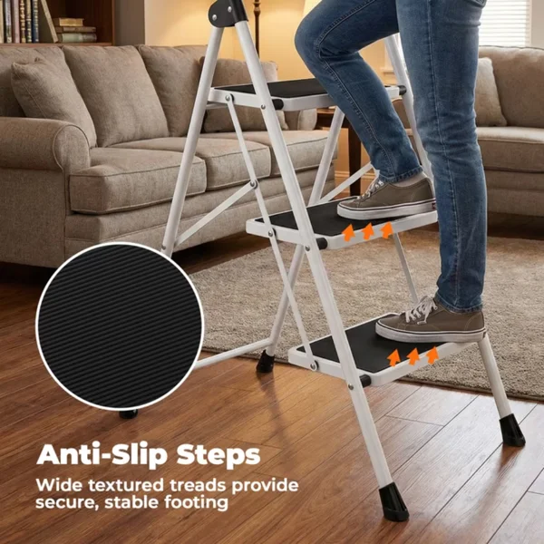 Step Ladder,Folding Step Stools 330 lbs Capacity, 2-Inch Thin for Storage, Anti-Slip Pedals & Handrails, Sturdy Steel for Home (Shipment from Walmart) view 5