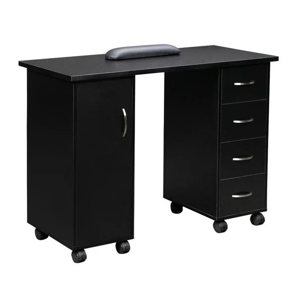 Double Edged Manicure Nail Table with Drawer Black view 4