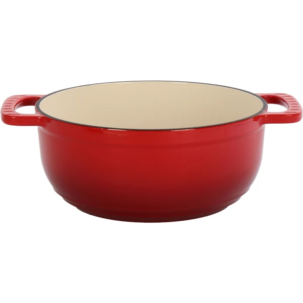 Cast iron 6QT cooking pot - Gradient red - Includes two silicone gloves - Enamel pot view 4