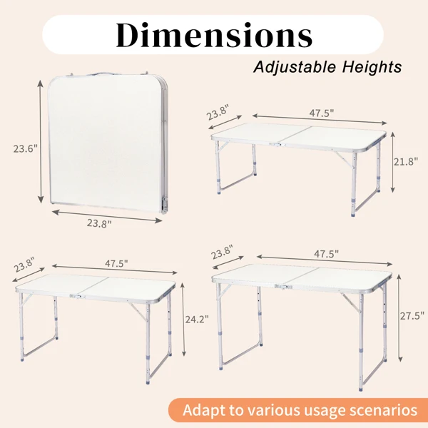 120 x 60 x 70 4Ft Portable Multipurpose Folding Table White view 5