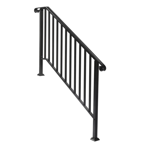 Artisasset Matte Black Outdoor 4 Level Iron Handrail view 2