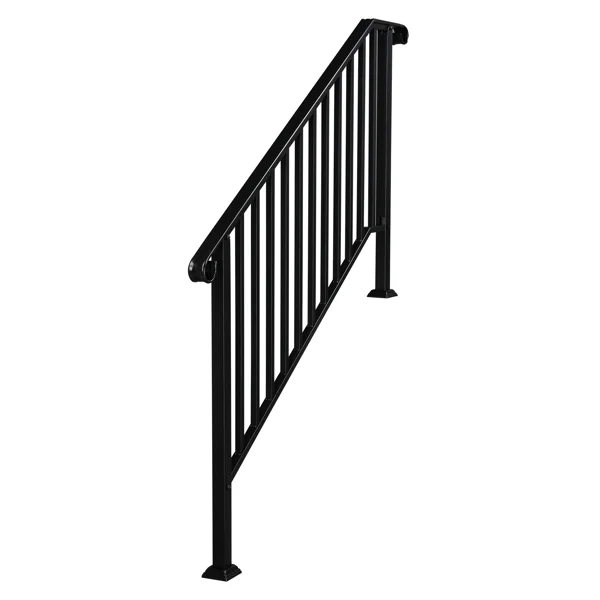 Artisasset Matte Black Outdoor 4 Level Iron Handrail view 3