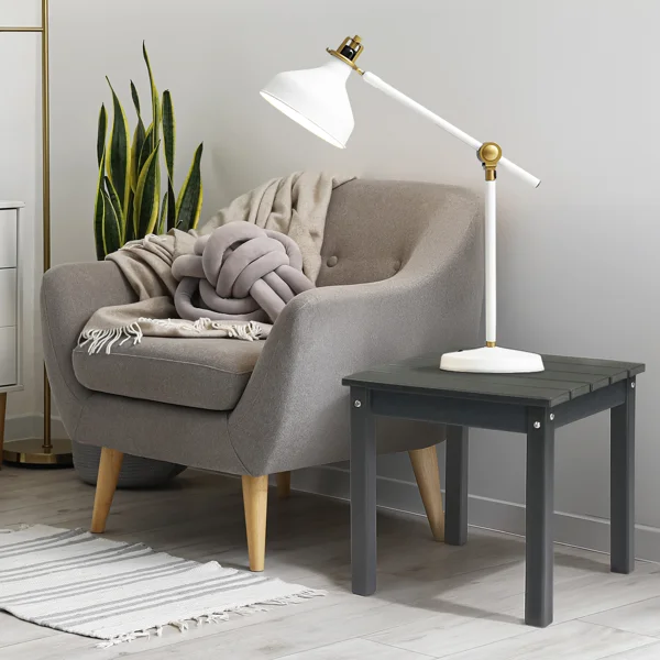 Outdoor Side Table, HDPE Adirondack Table Patio Side Table, Weather Resistant End Table Small Outdoor Table, Dark Grey, Square view 4
