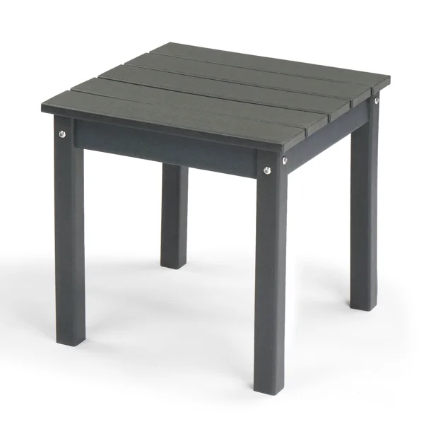 Outdoor Side Table, HDPE Adirondack Table Patio Side Table, Weather Resistant End Table Small Outdoor Table, Dark Grey, Square