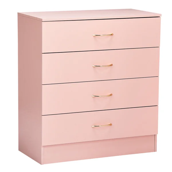 25.98"*12.99"*30.42" 4-Drawer Cabinet Faux Rose Gold Handles Pink view 3