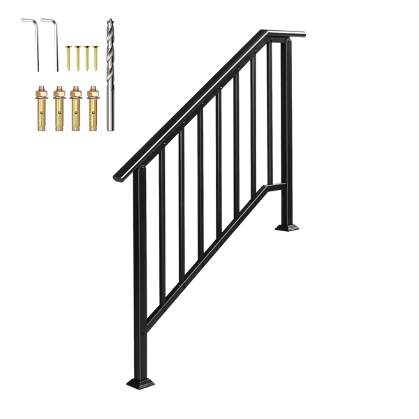 Handrails for Outdoor Steps Fits 3 to 4 Steps view 2