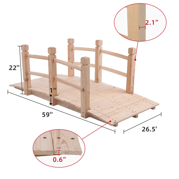 [Replace 50941446]Arch Bridge Small Wooden Bridge Courtyard Outdoor Anticorrosive Wood Landscape Bridge Burlywood view 3