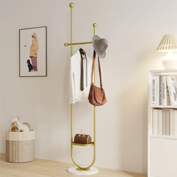 Clothing Rack, Golden Metal Freestanding Heavy Duty Clothes Rack with Marble Base, Multipurpose Garment Hanger for Bedroom, Hat, Scarf, Jacket view 6