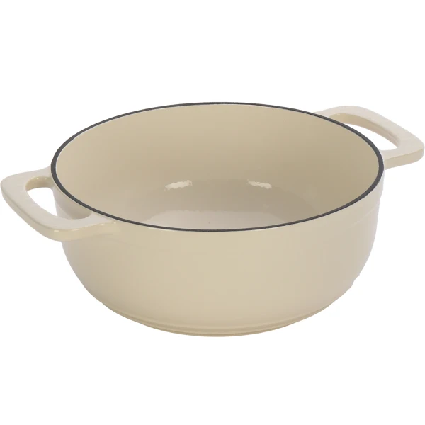 Cast iron 6QT cooking pot - ceramic white - comes with two silicone gloves - Enamel pot view 2