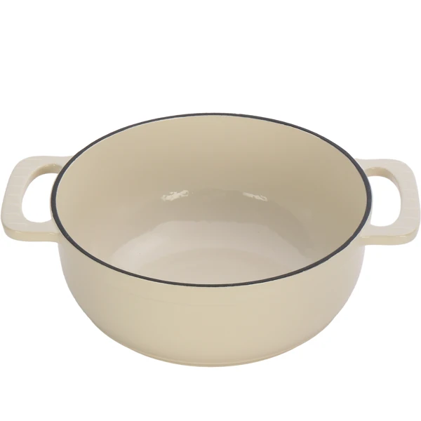 Cast iron 6QT cooking pot - ceramic white - comes with two silicone gloves - Enamel pot view 3