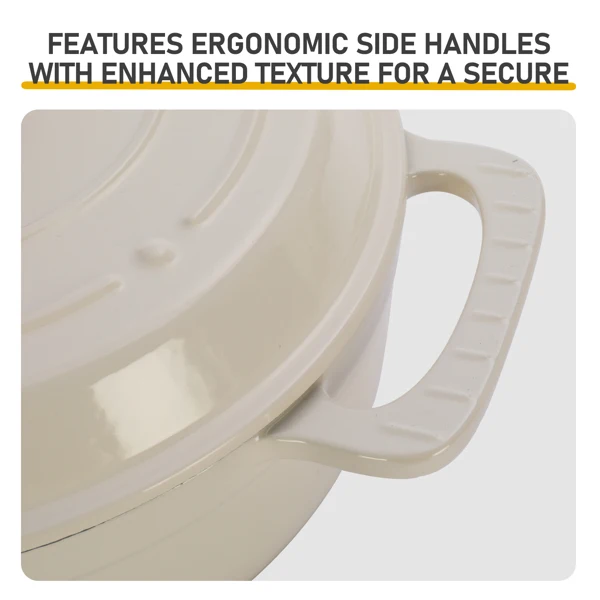 Cast iron 6QT cooking pot - ceramic white - comes with two silicone gloves - Enamel pot view 5