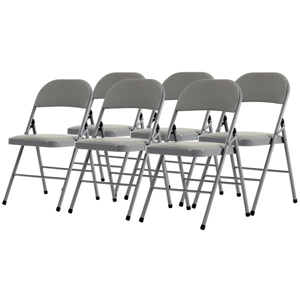 6pcs Elegant Foldable Iron & PVC Chairs for Convention & Exhibition Gray view 3