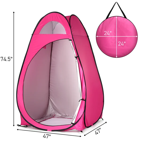 Portable Outdoor Pop-up Toilet Dressing Fitting Room Privacy Shelter Tent Pink view 3