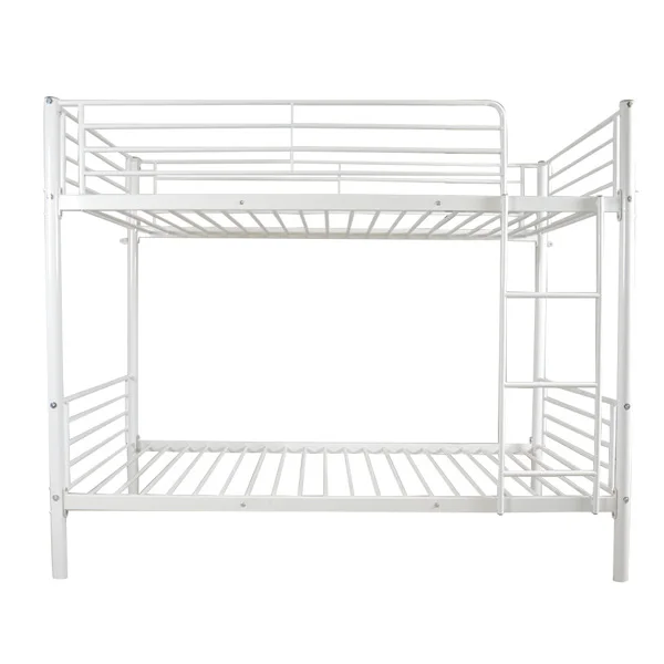 [Same Code:38354706]Iron Bed Bunk Bed with Ladder for Kids Twin Size White