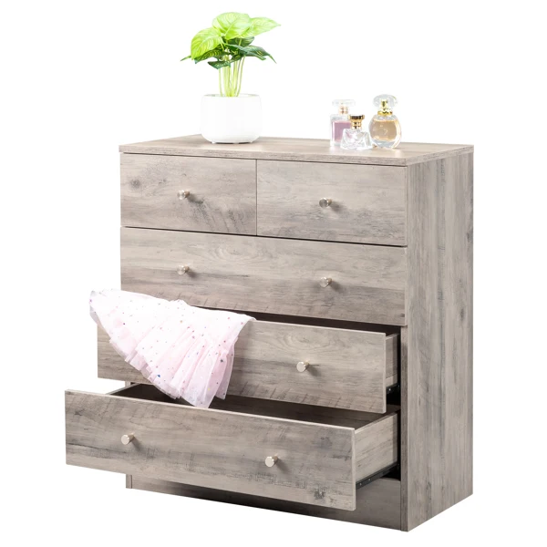 Modern Simple 5-Drawer Dresser Gray view 6