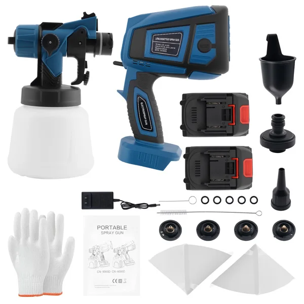Cordless Paint Sprayer Electric Airless HVLP Spray Gun High Pressure +2 Battery view 6