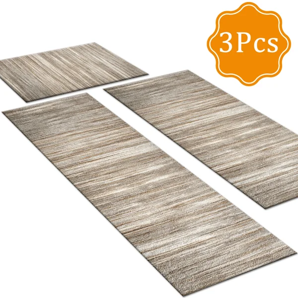 Three-piece kitchen rug set, non-slip and washable, abstract pattern kitchen hallway rug, soft and comfortable, suitable for sinks, floors, entrances, hallways and bathrooms. view 2