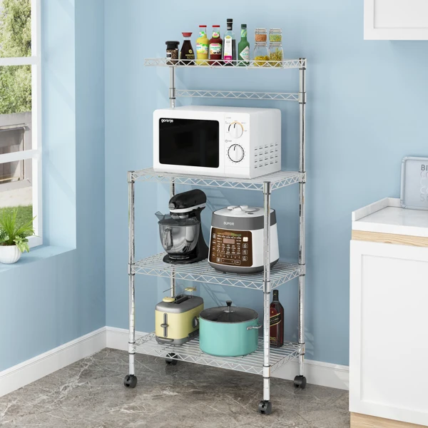 4 Layer Adjustable Kitchen Bakers Rack Shelf Microwave Oven Stand Storage Cart