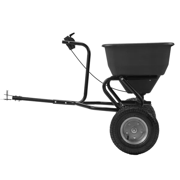 Tow Behind Broadcast Spreader, 110LBS Capacity, Tow/Push Garden Spreader with 10 Adjustable Setting, Lawn Spreaders for Seed, Fertilizer, Salt, Ice Melt view 3